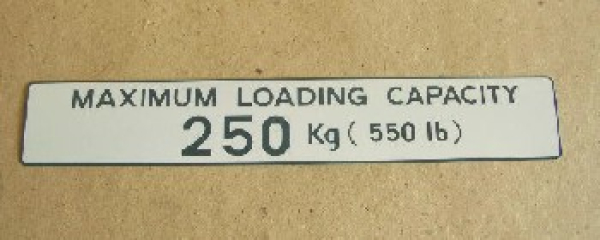 Aufkleber / Emblem max. Ladung 250kg